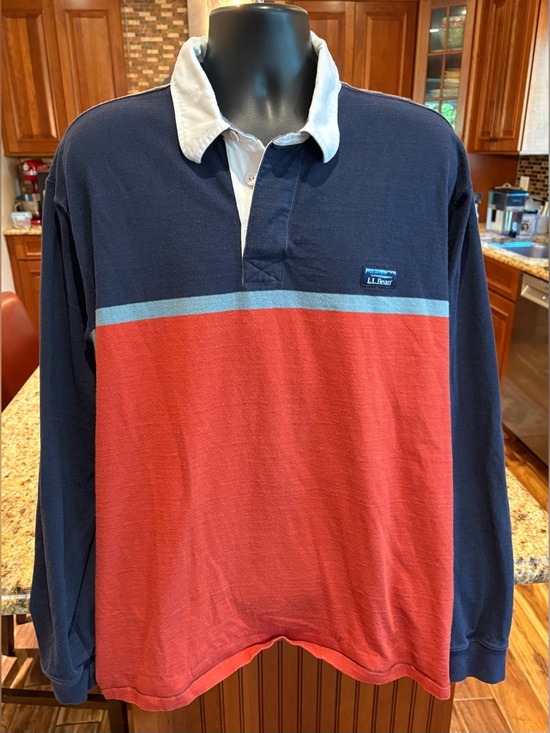 L.L. Bean Other - L.L. Bean Long Sleeve Rugby Polo in Navy, orange & grey. 2XL